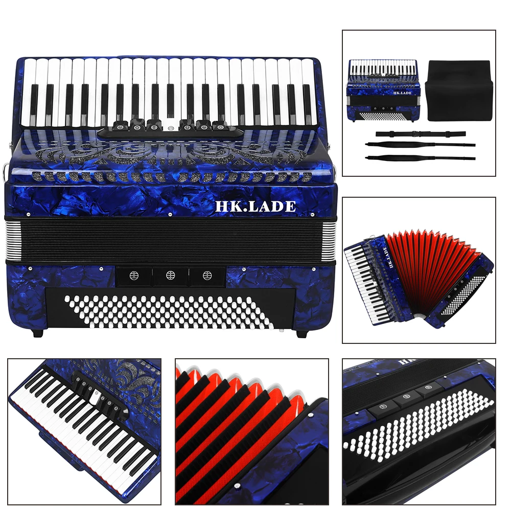 HK.LADE AH-40 Accordion 41 Keys 120 Bass Multiple-voice Accordion with Bag Keyboard Instrument for Grading Performance/Teaching