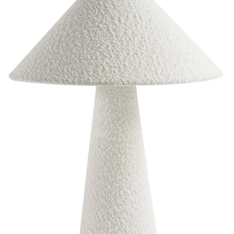 

French cream style minimalist cotton thread fabric hat cone desk lamp