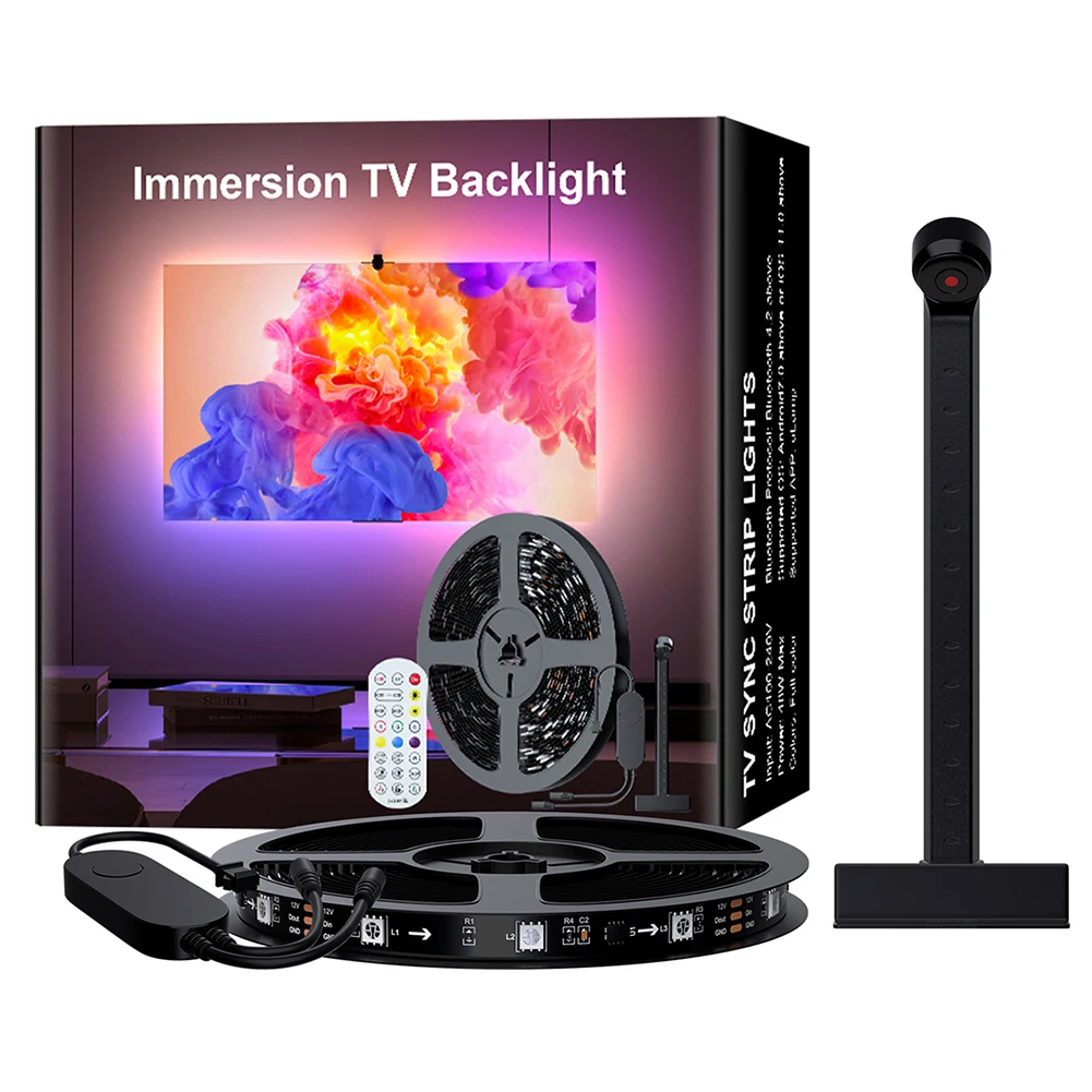 Светодиодная погружная подсветка телевизора с синхронным изменением и подсветкой для телевизора, приложение и дистанционное управление для игровой комнаты в гостиной