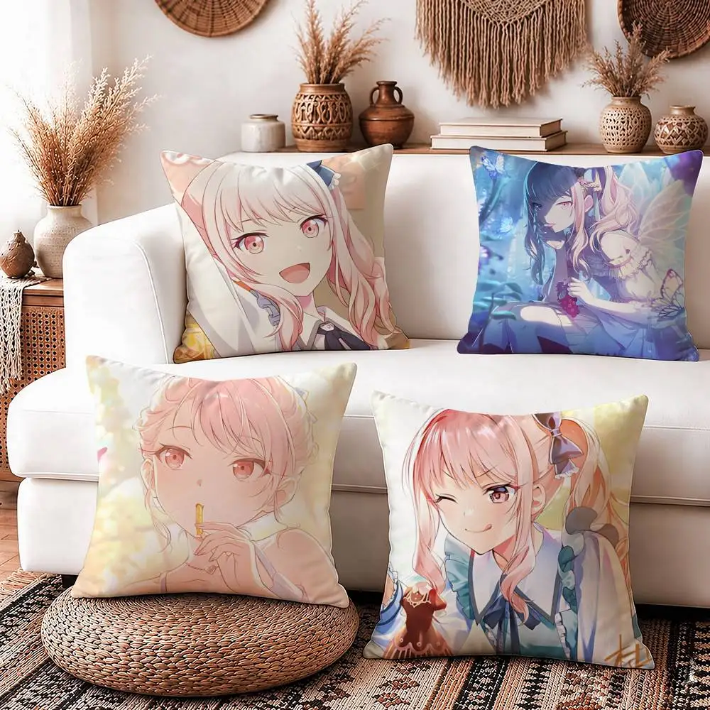 N25 A-Akiyama Mizuki HD-Printed Square Sofa Pillow Cover Solid Color Living Room Home Decor Cushion Case