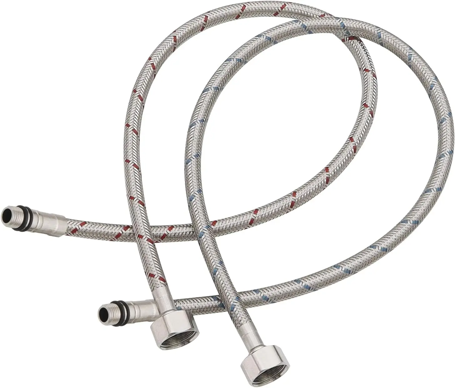 

24" Braided Stainless Steel Faucet Supply Lines, 3/8" Comp x M10 Male, 2-Pack