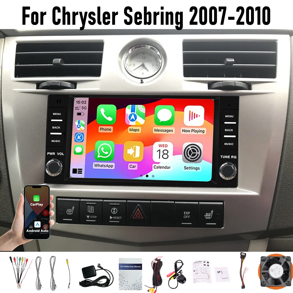 

7“ Apple CarPlay Android auto For Chrysler Sebring 2007-2010 6-128GB (8CORE) Screen Android15 Head Unit GPS Navigation Radio