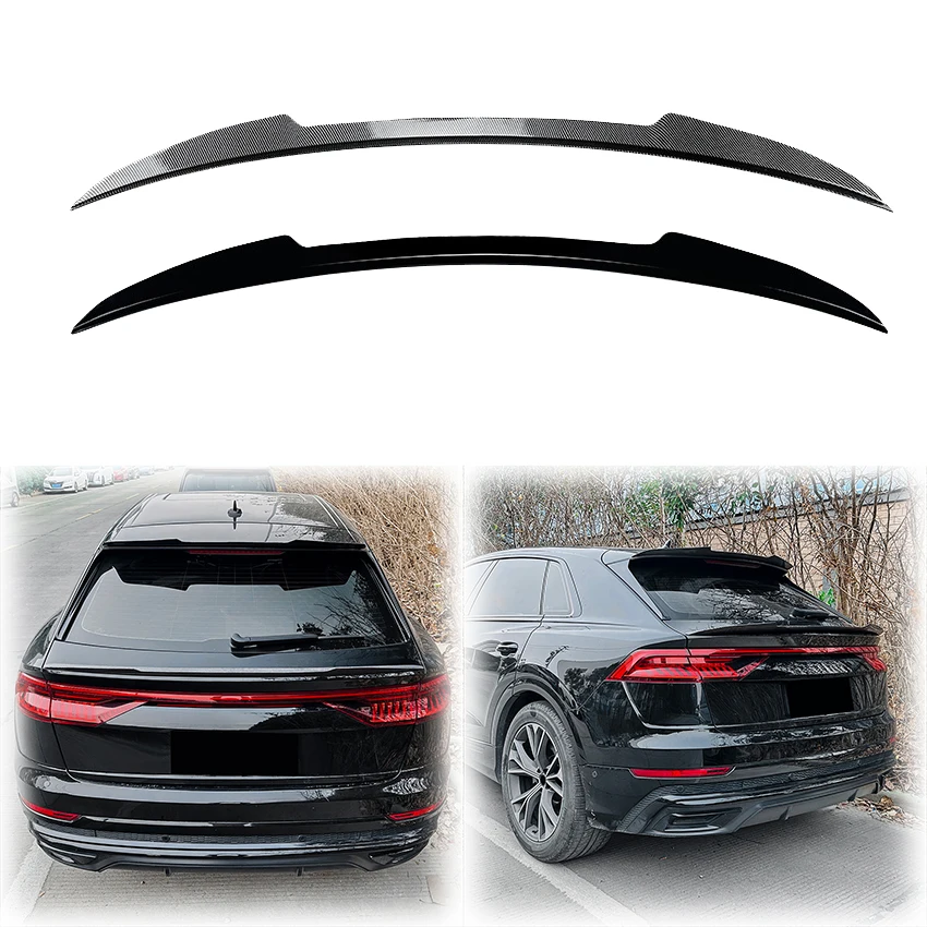 

2019 To Up для Audi Q8 SQ8 Sline Автомобильный задний средний спойлер Багажник Крыло Губа Высокое качество ABS Глянцевый черный карбоновый вид Комплект кузова