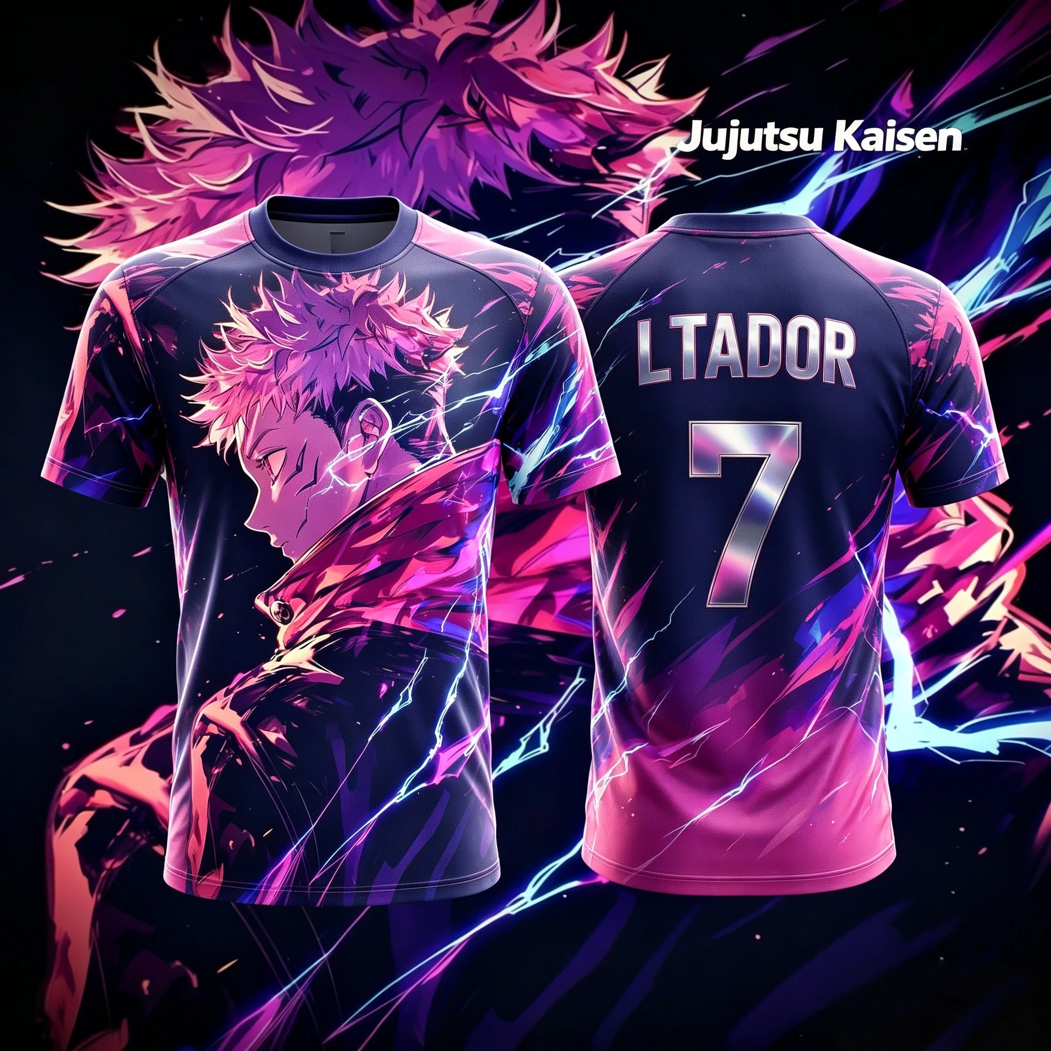 2026 Summer Jujutsu Kaisen Yuji Itadori Lightning 3D Print Sports Jersey Oversized Anime Fan Tee