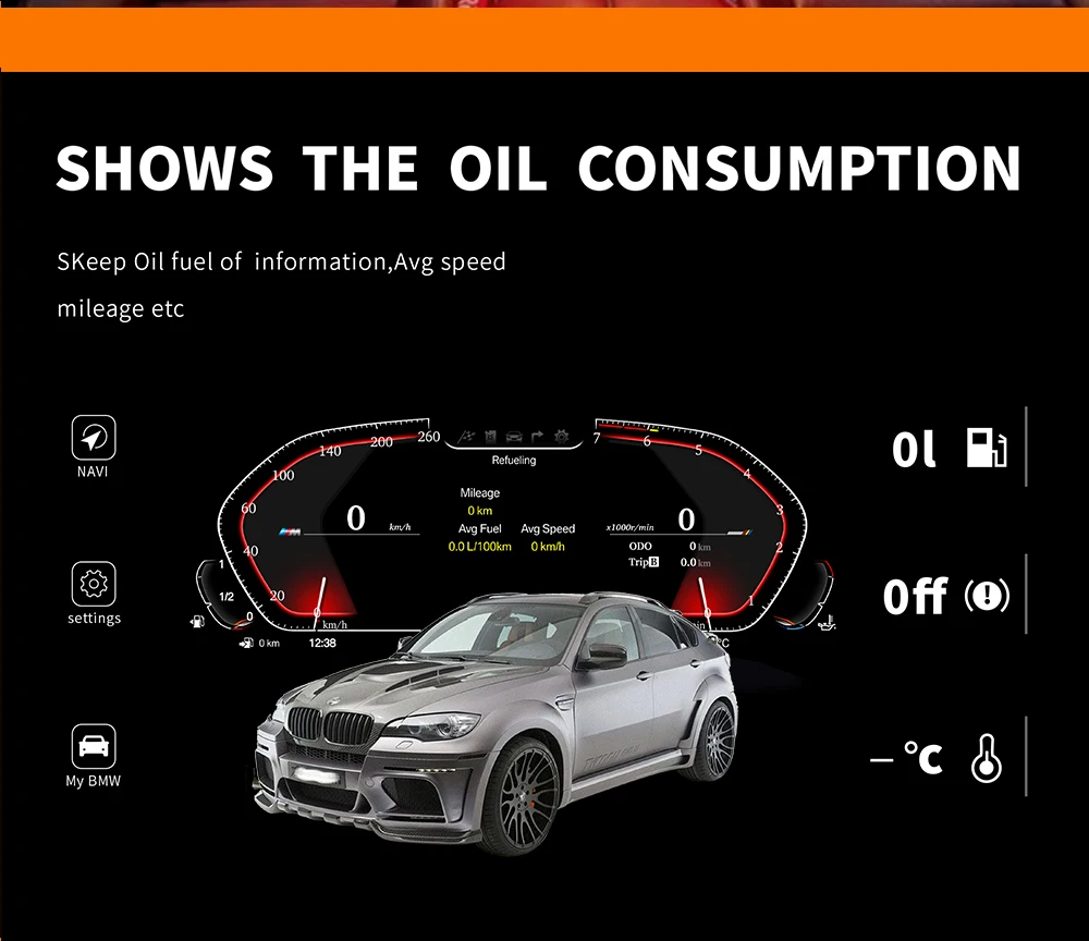 Latest 12.3'' Original Digital LCD Dashboard X6 E71 E72 New Cluster Instrument Cockpit Speedometer Head Display
