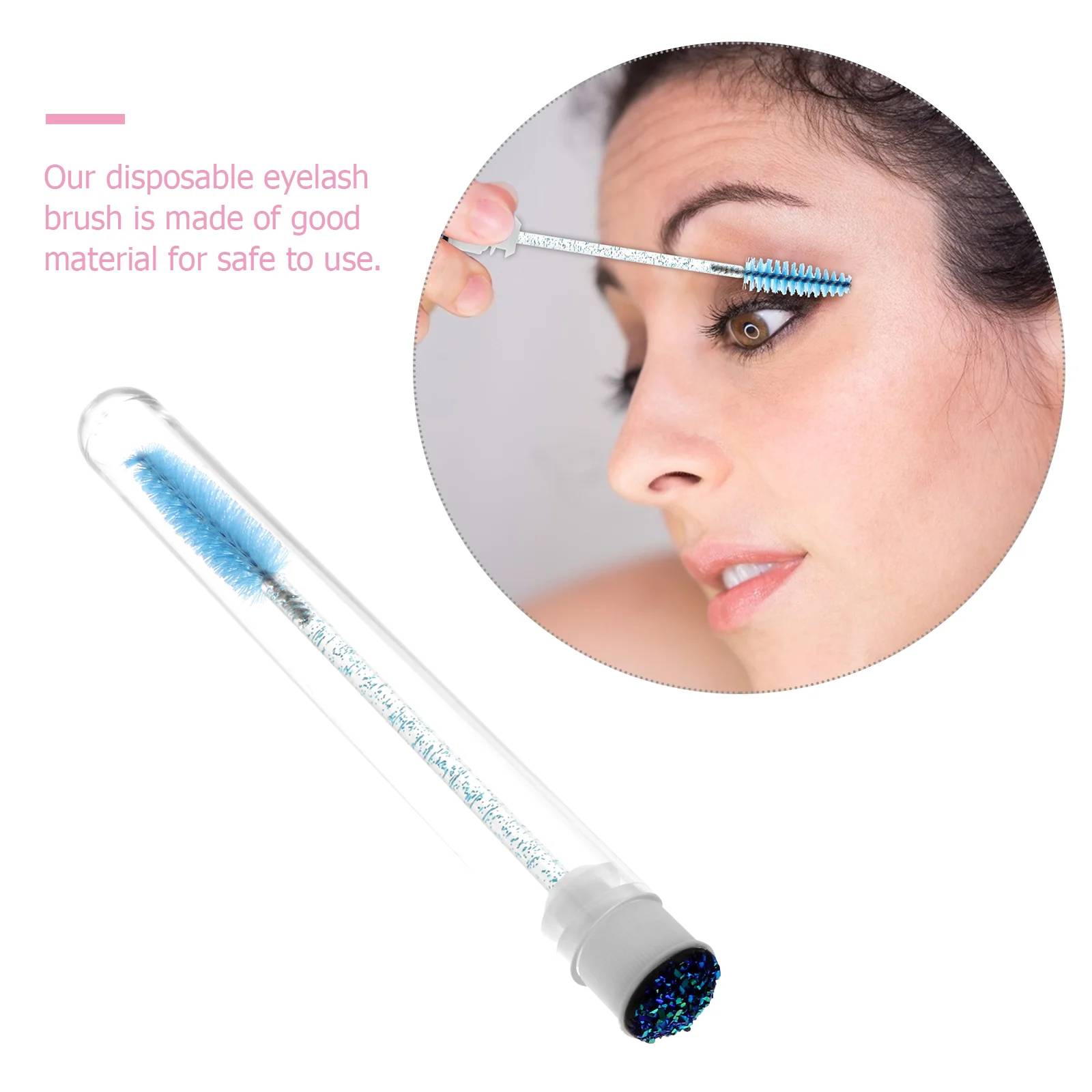 10 Pcs Disposable Diamond Mascara Brush Eyelash Portable Plastic Angled Brow Eyebrow Tube Wands