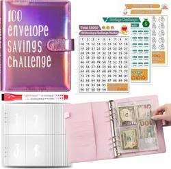 100 Envelope Challenge Binder Money Savings Challenges Binder Kid Gift Budget Binder with Cash Envelopes A5 Budget Saving Book