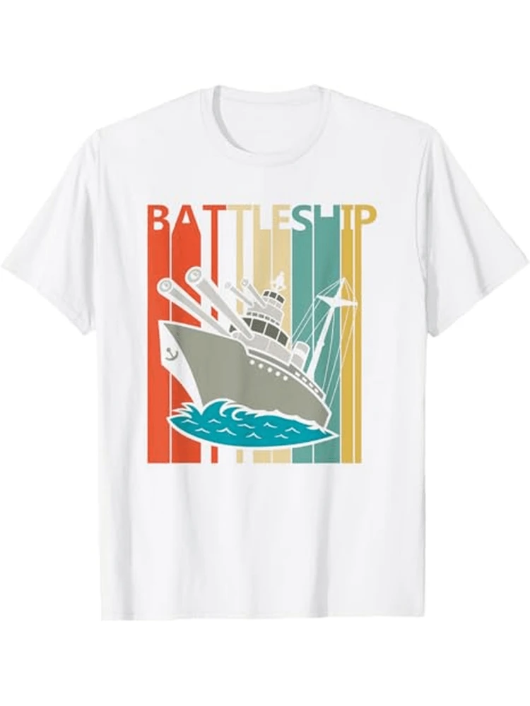 Vintage German Battleship Design with Bismarck& Tirpitz design-100% cotton summer O-neck short sleeve printed men's T-shirt.