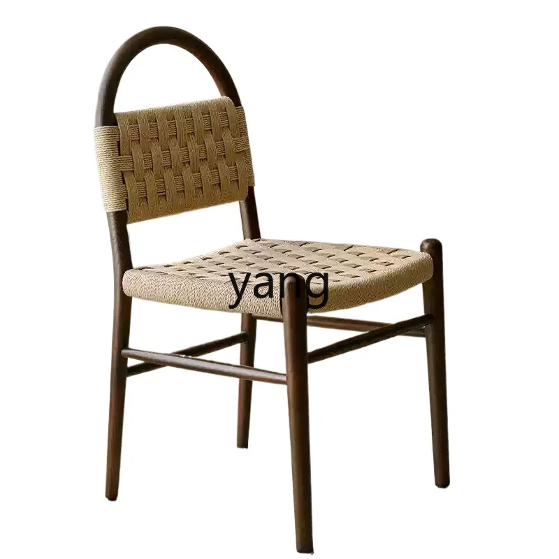 xyy rope rattan tea chair small desk chair high backrest comb makeup stool walnut