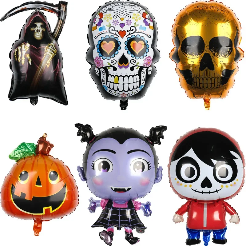 Disney Halloween Pumpkin Head Death Sickle Skull Vampire Theme Party Aluminum Film Balloon Decoration