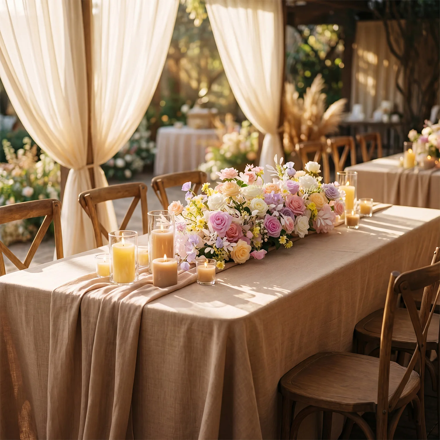 

50CM Artificial Pastel Rose Wedding Arch Flowers Garland for Table Centerpiece Welcome Sign Party Engagement Backdrop Decoration