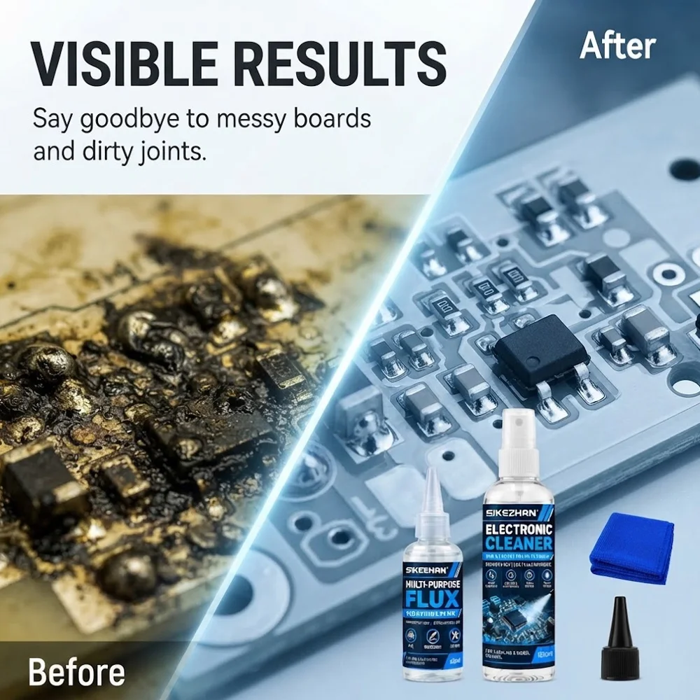 PCB Circuit Board Cleaner Soldering Flux for Motherboard GPU Phone Game Console Welding Rosin Residue Remover Spray with Towel