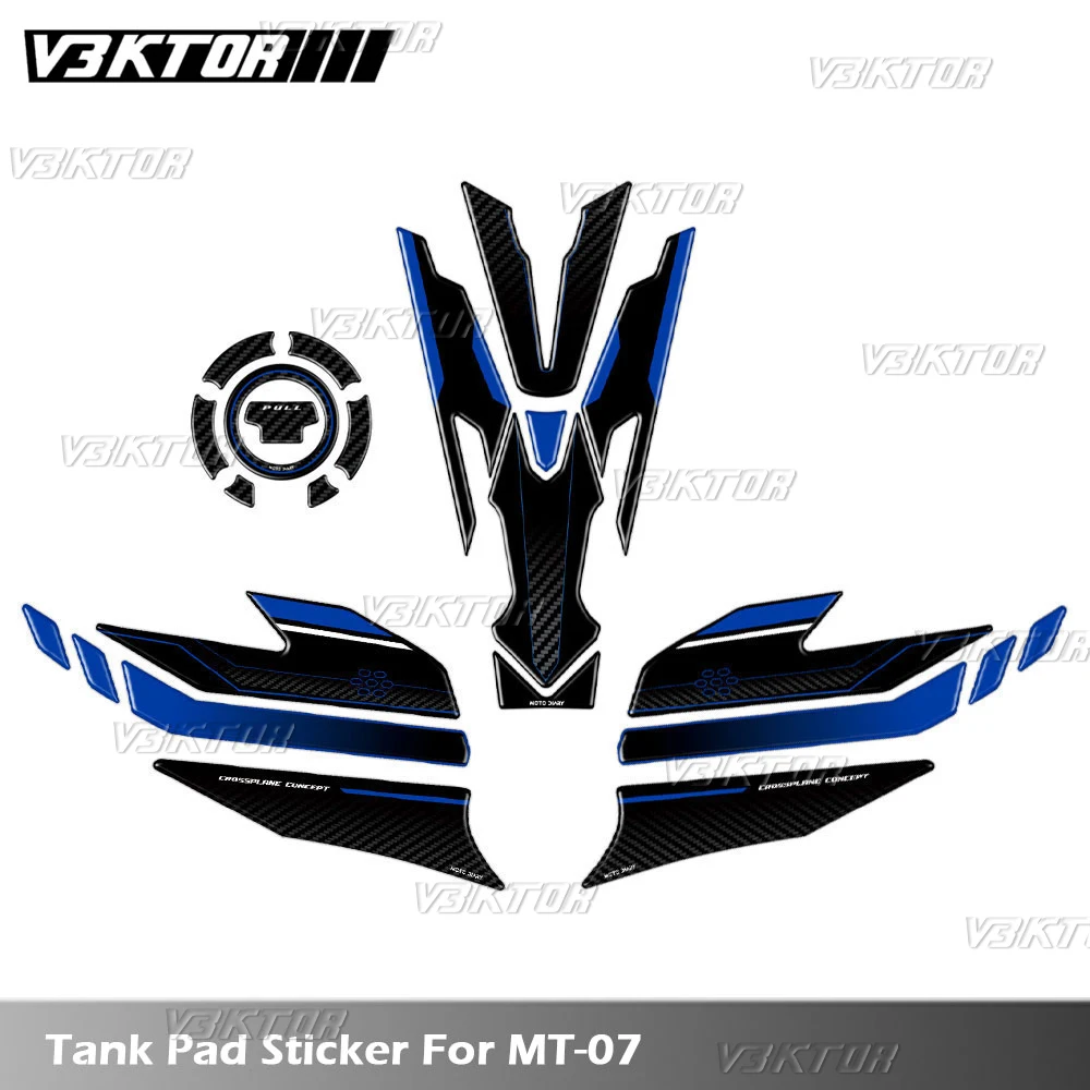 For MT 07 MT07 MT-07 3D Resin Fuel Tank Pad Sticker Motorcycle Oil Gas Cap Tank Decal Cover Protector Waterproof Ice Storm 2025 5