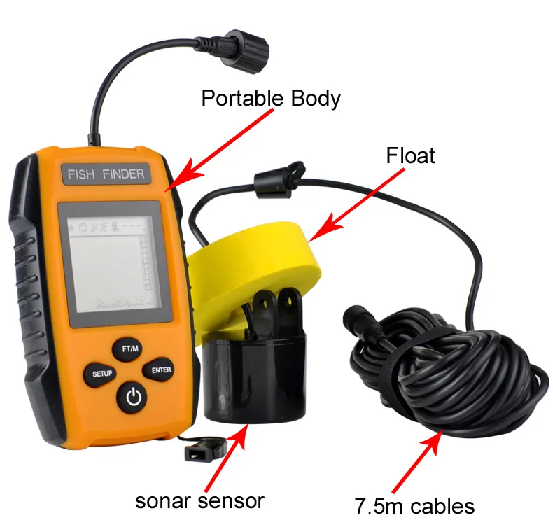 Portable Fish finder 9M Wire Echo Sounder Alarm 0.6-100m Depth Fishfinder Transducer Sensor Sonar For Fishing