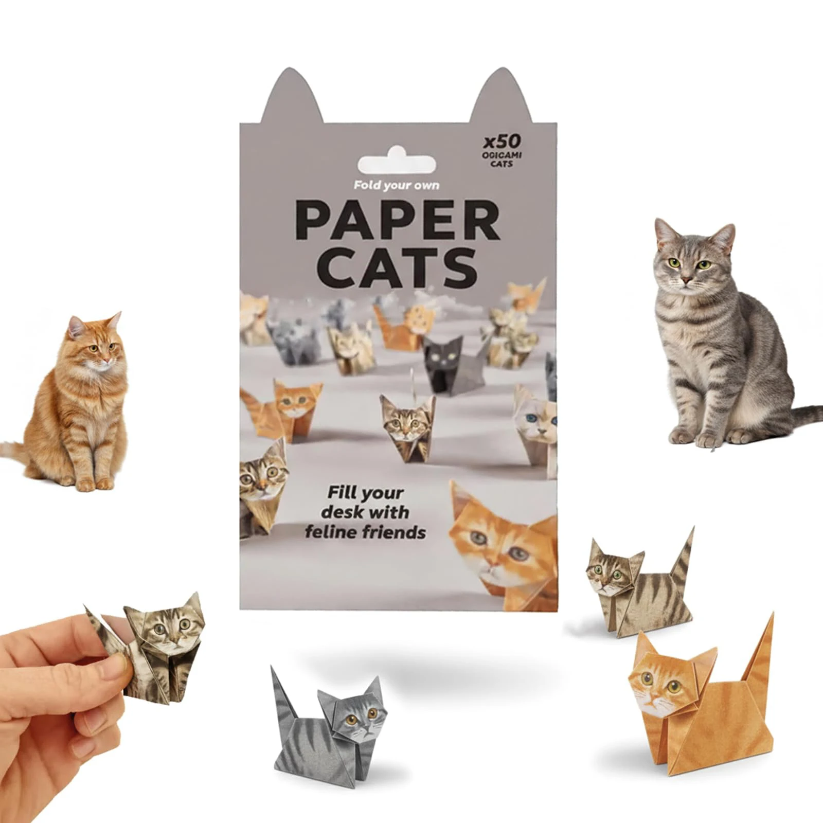 50pcs Decorative Papercraft Craft Set Handmade Animal Folding Paper Set DIY Paper Cats Origami Kit for Educational Settings Home