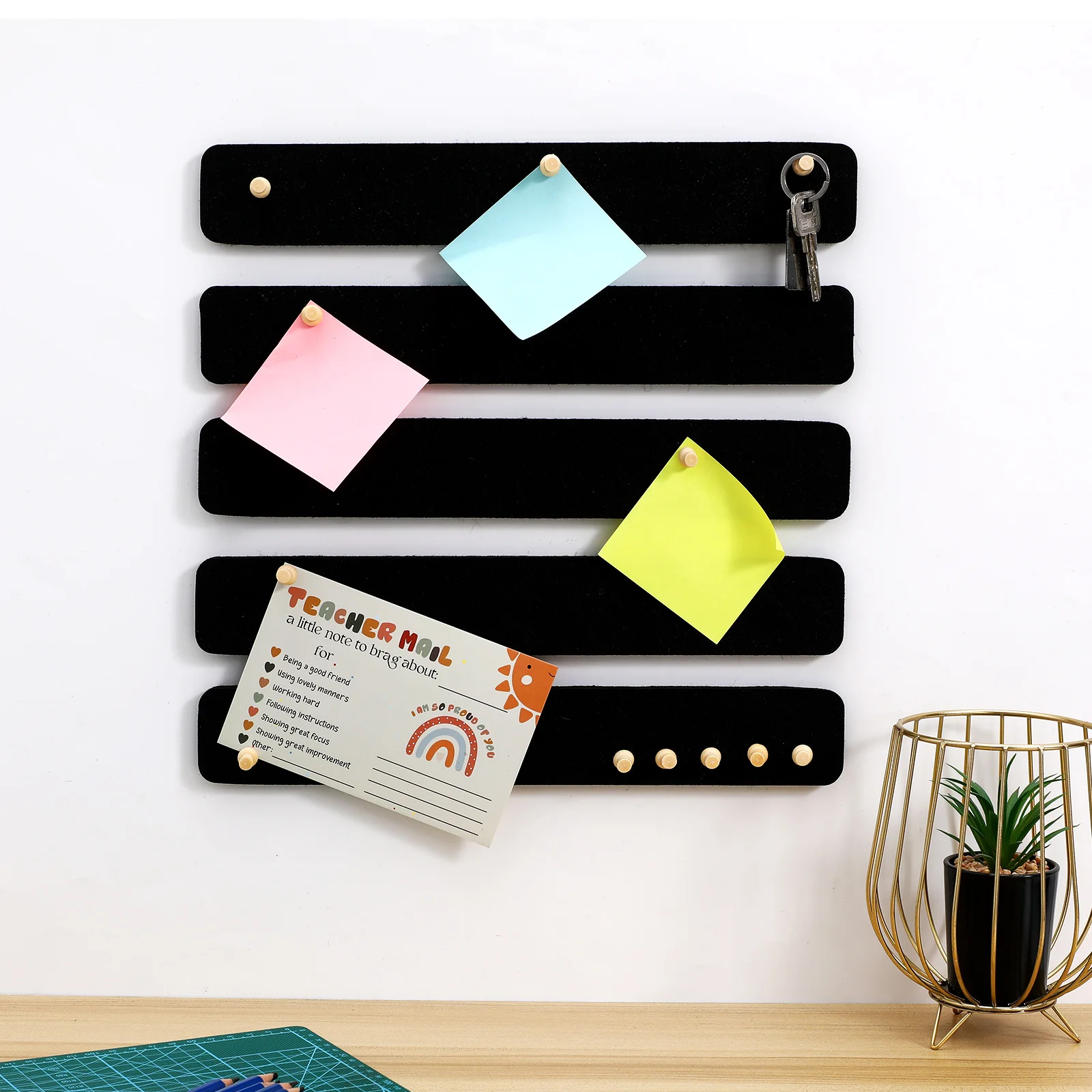 

5 Pcs Message Felt Memo Strip Needle Plate Bulletin Board Strips Notice Fabric Pin Classroom
