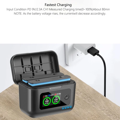 Imagen 2 del producto Para Insta360 X5 cargador de batería portátil 2 ranuras carga rápida para Insta360 X5 batería LCD HD caja de almacenamiento de pantalla a Color