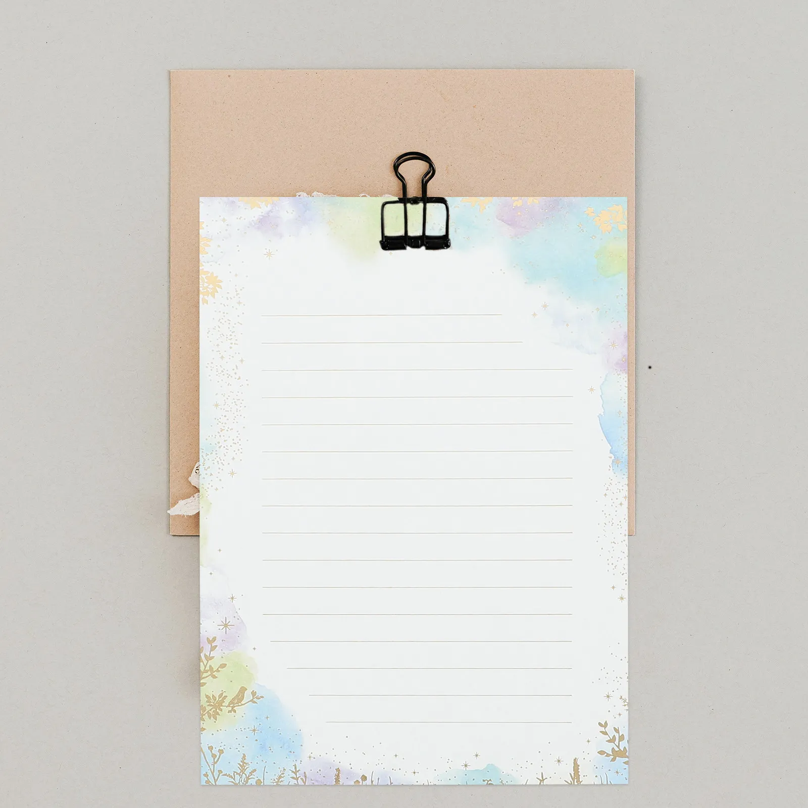 

24 Sheets A5 Vintage Floral Writing Paper Gold Foil Trimmed Lined Stationery Thick Smooth for Letters Poetry Certificates Menus