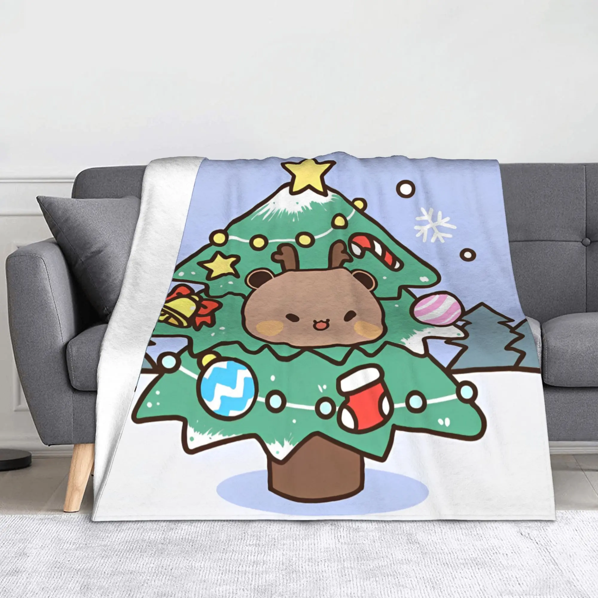 Bubu Dudu Xmas Flannel Throw Blankets Christmas Panda Tree Blankets for Bedding Travel Warm Plush Thin Quilt