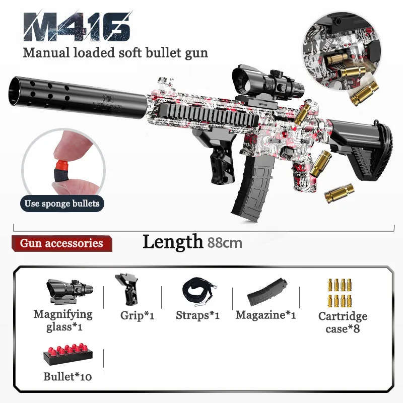 M416 Hand-In-One Shell Soft-Bullet Gun Manual Operation Repeated Assault Rifle Children'S Toys 2025 Holiday And Birthday Gifts