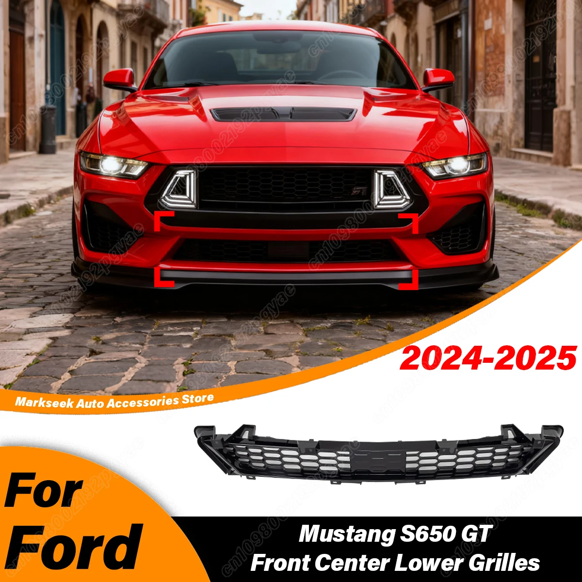 

For Ford Mustang S650 GT 2024 2025 Automotive Front Bumper Lower Frame Grille Hood Car Front Center RTR Style Radiator Body Kit