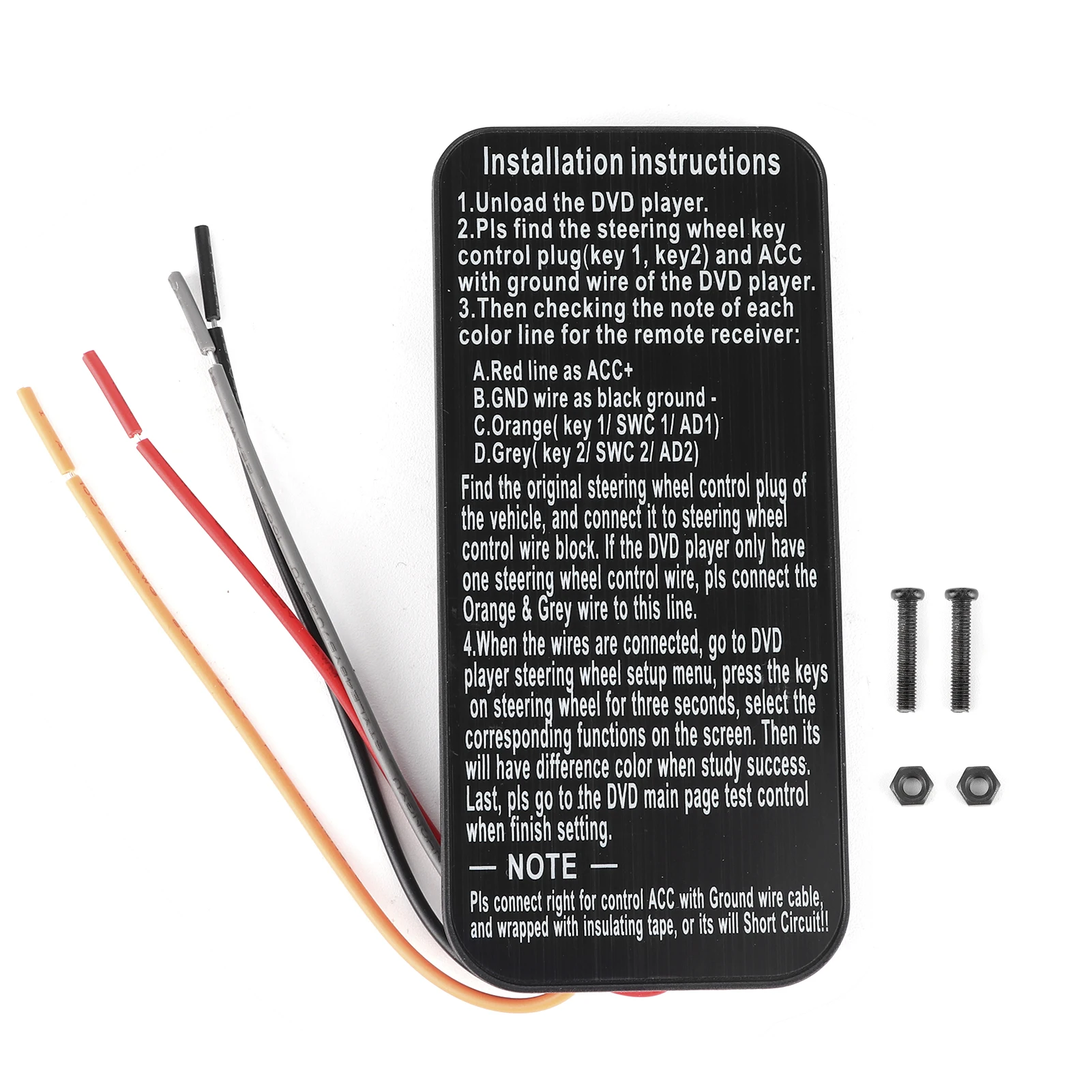 2 Din DVD Controller Steering Wheel Button Multifunction Remote Control 6 Customizable Buttons Android Players CR2025 Battery