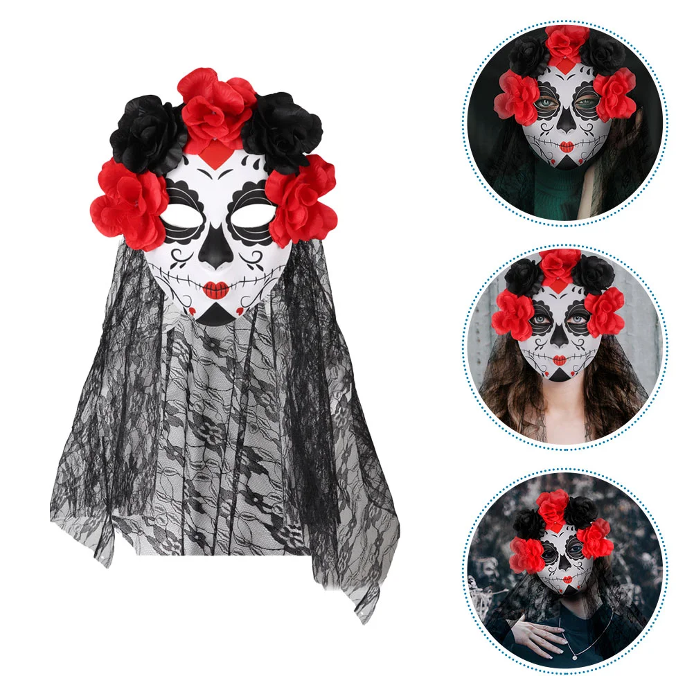 The Mask Dress up Ghost Headband Prom Party Decorative Masquerade Day of Dead Flower Skull Mesh Eva for Women Miss Face