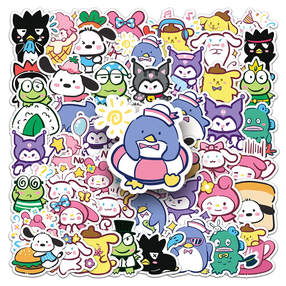 10/30/50pcs Hand-painted Sanrio Anime Stickers Cute Cartoon Sticker Graffiti Kids Toy Decals for Water Bottle Phone Case Guitar