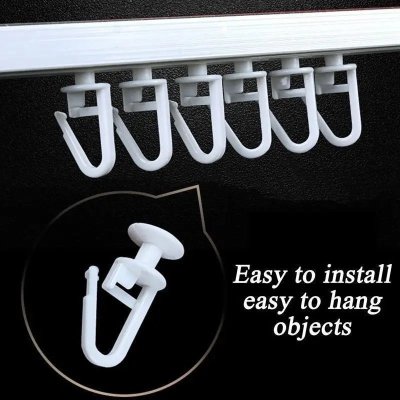 50Pcs White Plastic Curtain Track Hooks Sturdy Construction Easy Install For Home Office Window Curtain Hanging Kit
