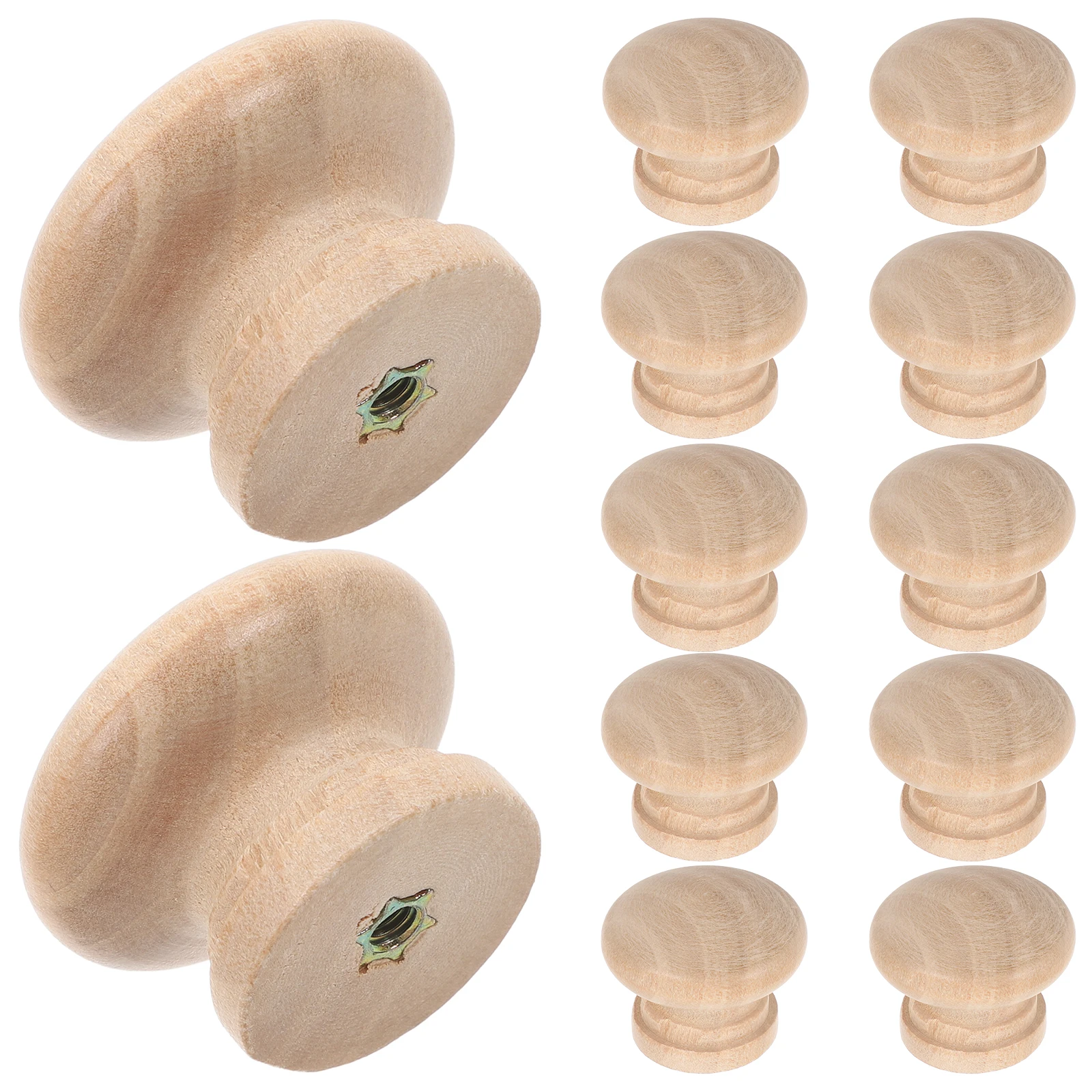

12 Pcs Wooden Drawer H les Cabinet Knobs Dresser Pulls Closet Door Retro Style Furniture Hardware Round Mushrooms
