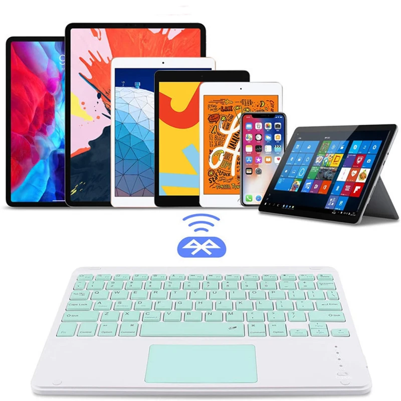 Touchpad Keyboard Bluetooth untuk iPad, Keyboard nirkabel Spanyol Rusia Hebrew Korea Bahasa Arab Ibrani Teclado untuk Android Samsung Tablet