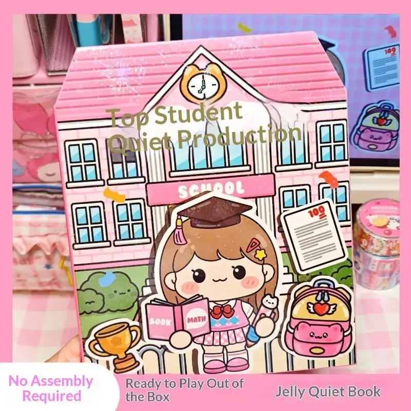 New New Cute School Themed Jelly Quiet Book Set With DIY Reusable Stickers For Kids Parent Child Playtime