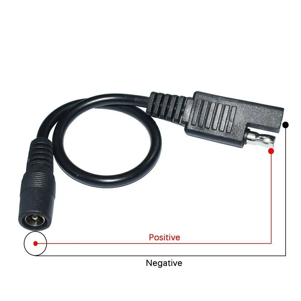 SAE Plug to DC 5.5mm x 2.1mm Female 9.4in/24cm Adapter Cable for RV Solar Panel