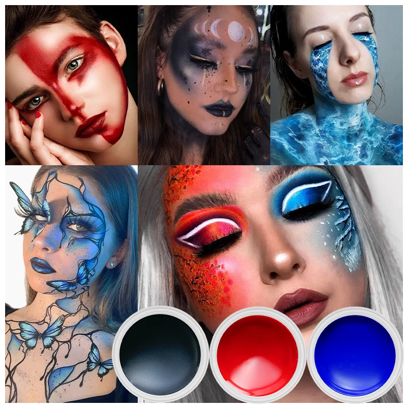 لوحة الجسم والوجه 10 جرام، سهلة الاستخدام والإزالة، غير سامة، مكياج الهالوين طويل الأمد، فن الوجه للجسم للحفلات والمهرجانات #3