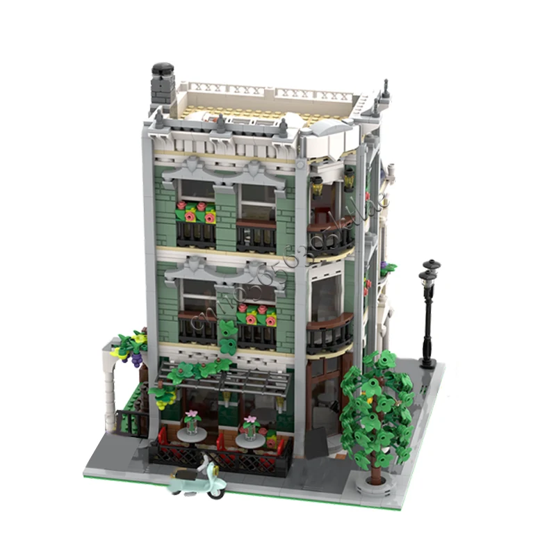 2570 PCS City Street Scene  Vine Restaurant MOC Customize Modular Building Block Brick Educational Design DIY Holiday Toy Gifts