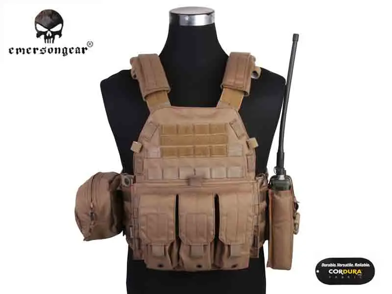 Emersongear LBT6094A Style Tactical Vest with 3 Pouch Airsoft Military Combat Vest, Coyote Brown EM7440