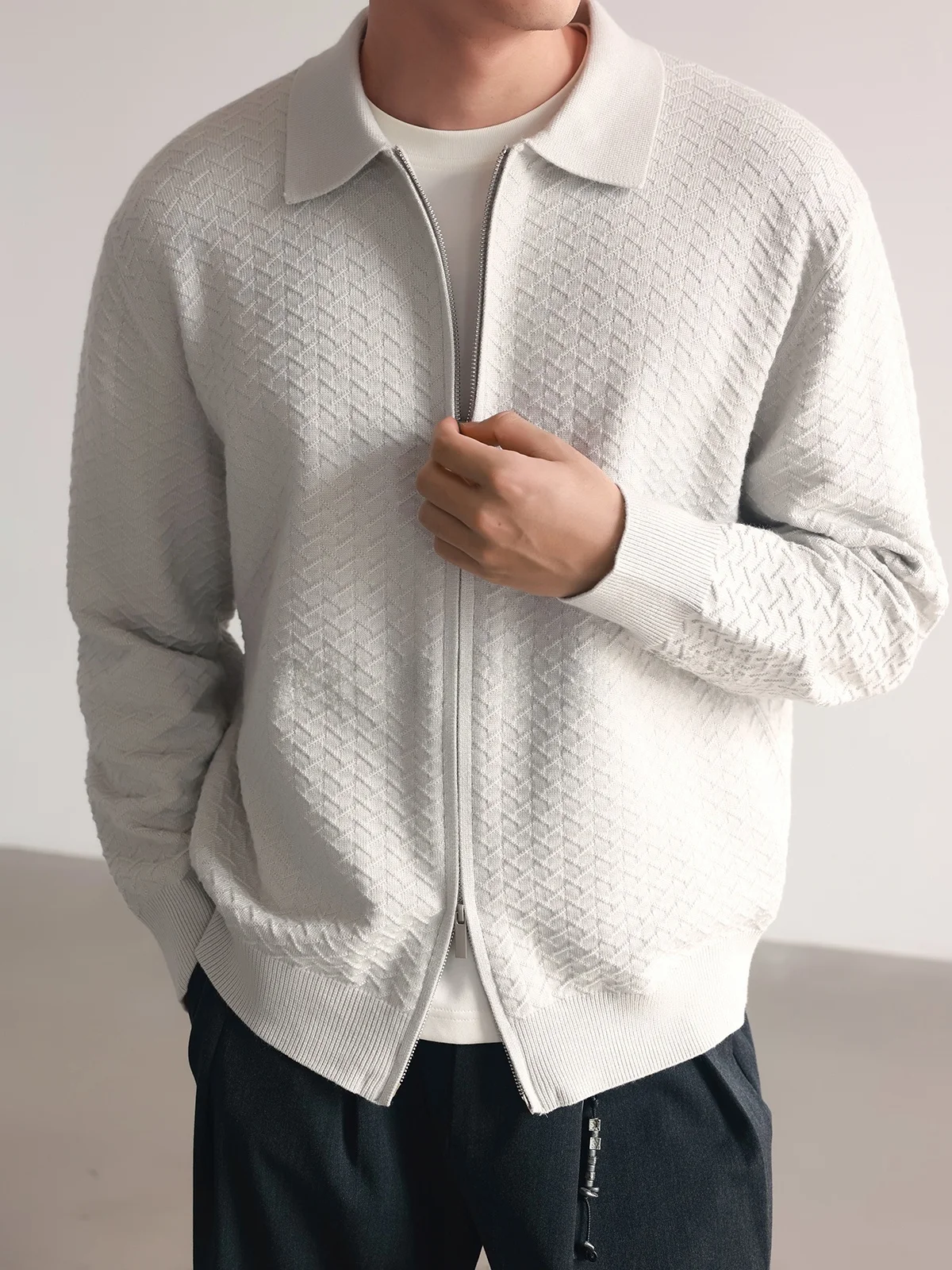 Casual Commute Men's Knitted Sweater Open Cardigan Embossed Texture Loose Fit Long Sleeve Autumn Winter Fashion Polyester Blend
