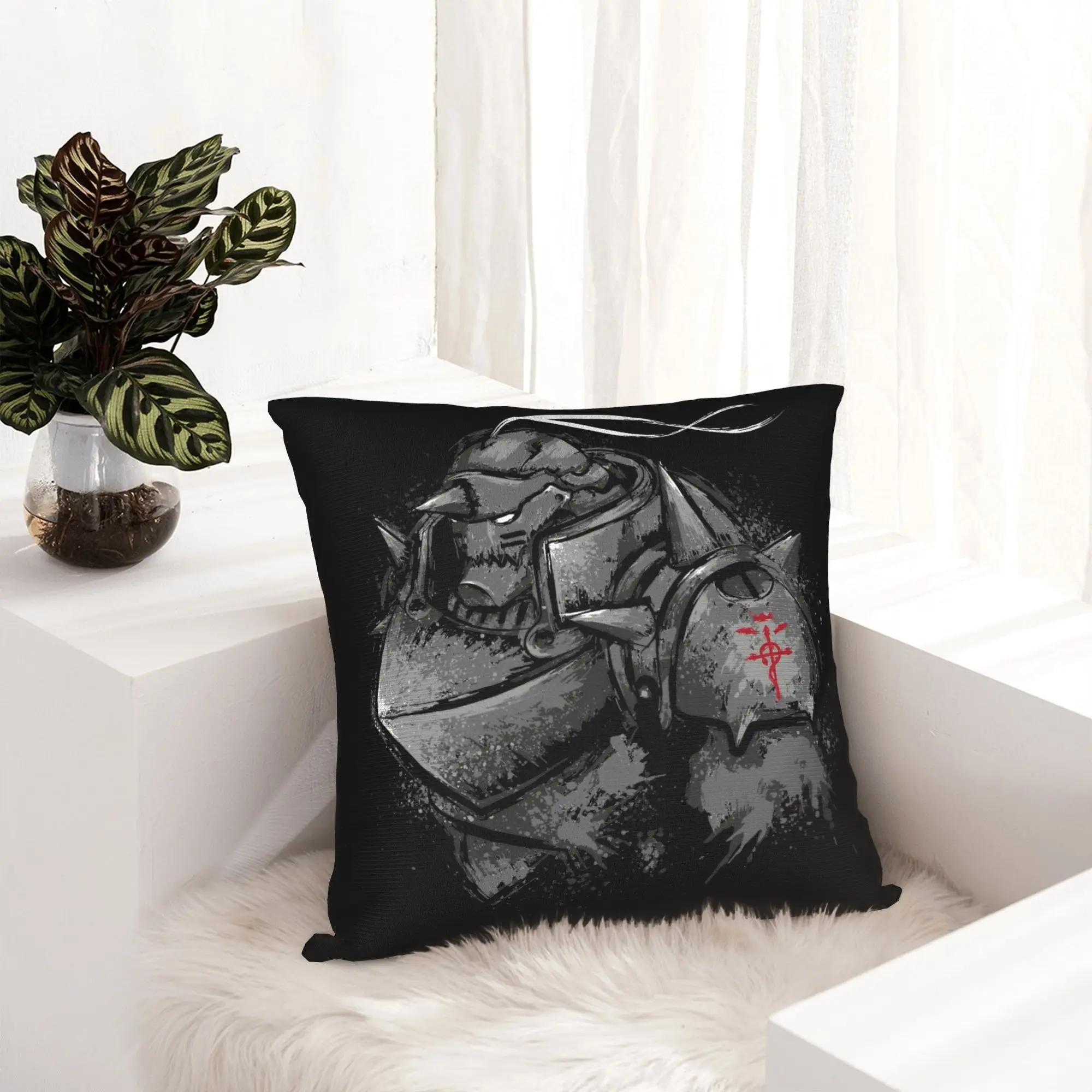 Fullmetal Alchemist Pillowcase Printing Polyester Cushion Cover Decorations Anime Throw Pillow Case Cover Living Room Square