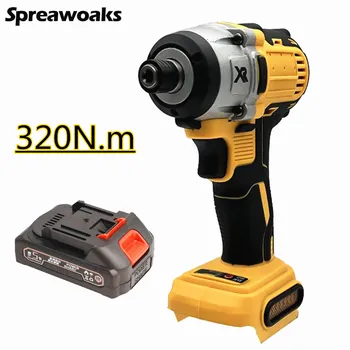 Brushless screwdriver impact drill 320N.m electric cordless drill for 18V Makita battery with 3-LED stepless 1/4"