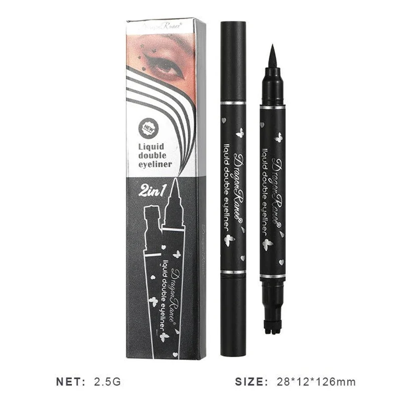 Double Head Star Seal Eyeliner Langdurige waterdichte niet-vlekkende vlinderhart pruim verfraaid oogstaart eyeliner