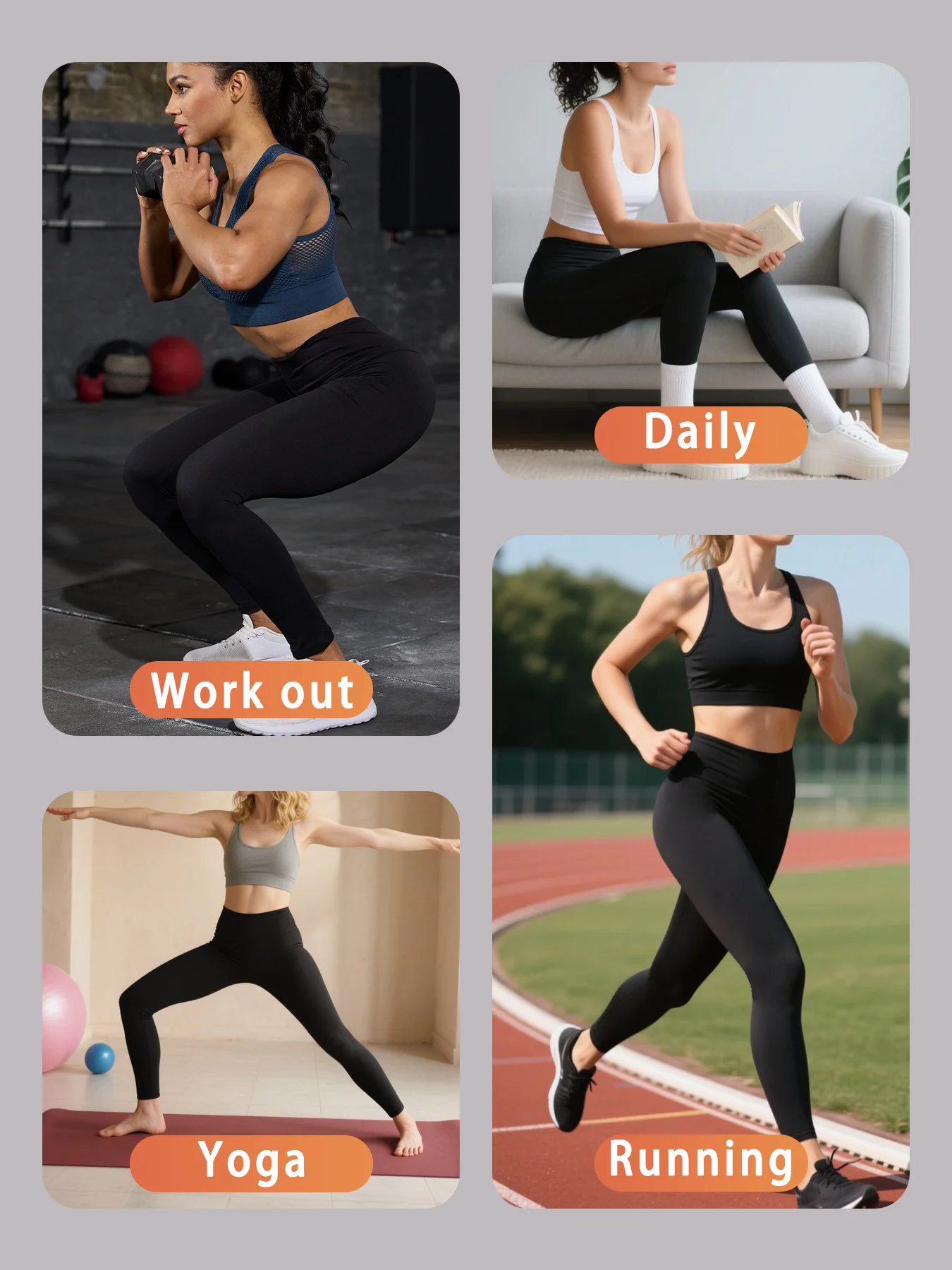 5er-Pack Damen-Leggings mit hoher Taille und Bauchkontrolle – superweicher Stoff, ideal für Yoga, Laufen, Training und Entspannung zu Hause