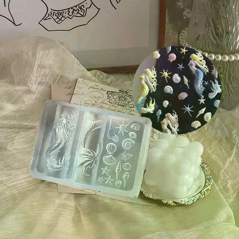 Ocean Series 3D Silicone Nail Mold Mermaid Starfish Shell Nails Art Carving Templates Manicure Design Tool DIY Nail Art Decor