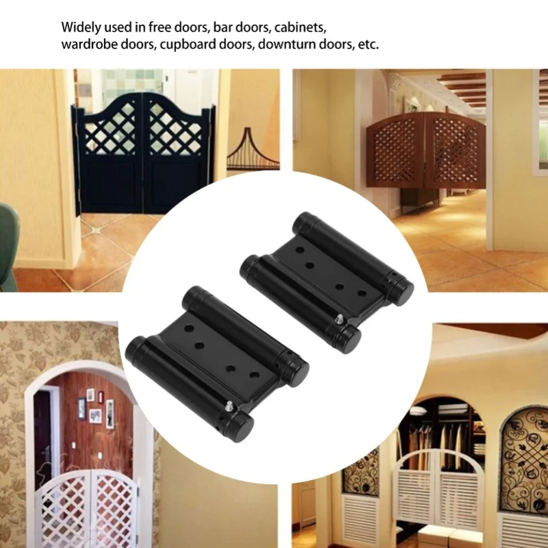 1 زوج الفولاذ المقاوم للصدأ عمل مزدوج الربيع المفصلي التلقائي إغلاق بوابة السياج الربيع المفصلي الباب الأسود المفصلي