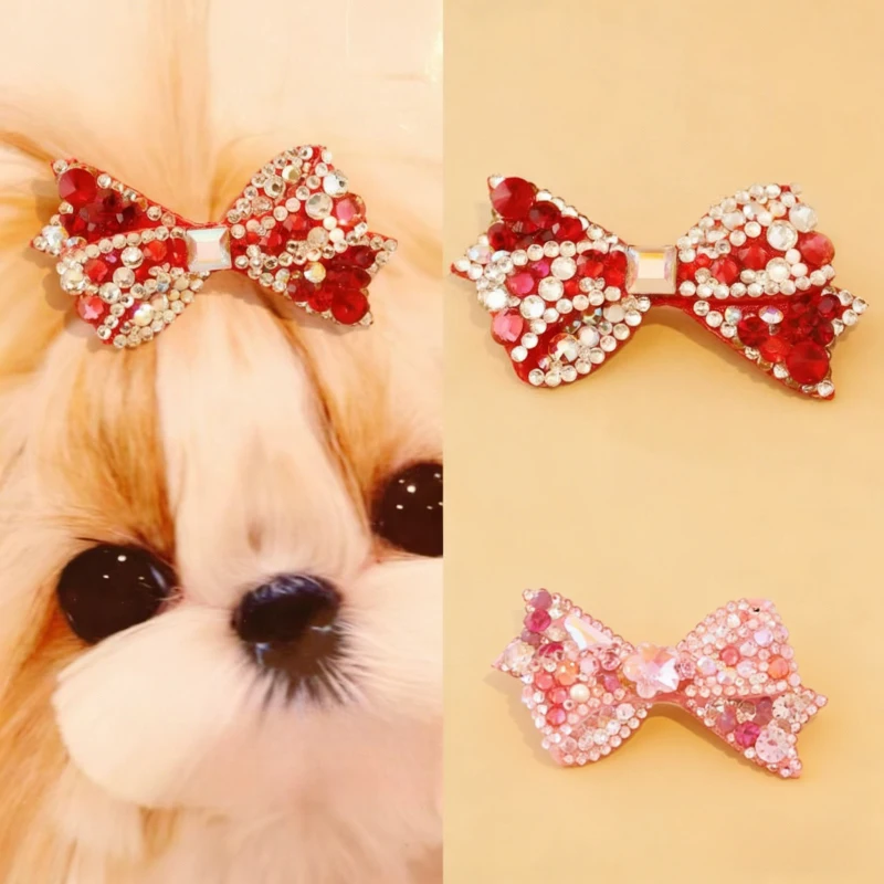 

Super lightweight pet accessories with rhinestones, bows, dog hair clips, pet supplies Maltese Yorkshire