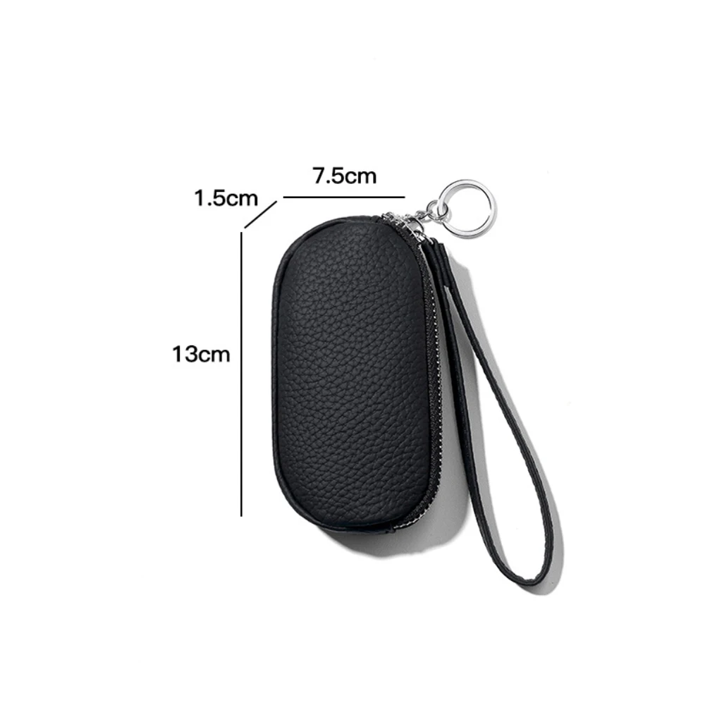 2025 Monedero Simple llavero bolsa de almacenamiento Cartera de cuero doble cremallera Mini llavero bolso de viaje Oficina