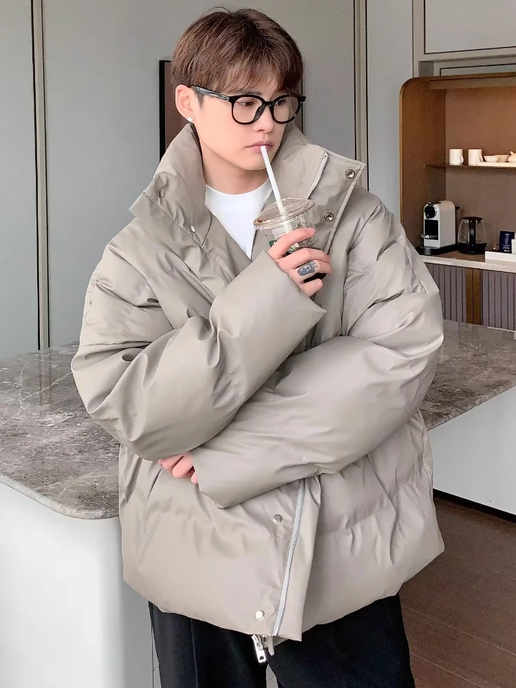 Winter New in Parkas Men Loose Thicken Simple Cool Warm Outwear Handsome Ulzzang Versatile College Chic Personality Streetwear