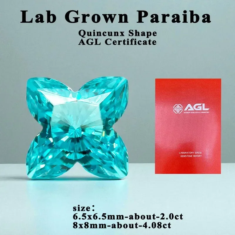 J-Lab выращенный параиба Quincunx форма драгоценный камень для DIY усовершенствованное изготовление ювелирных изделий инкрустация кольцо ожерелье на выбор сертификат Фото №2