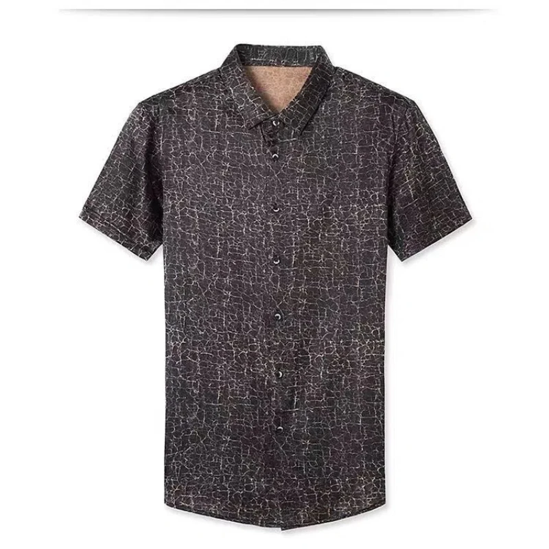 Smart Casual Japanese Styl Summer New Men's POLO Collar Printing Single Breasted Trend Comfortable Short Sleeve Slim Shirts Tops