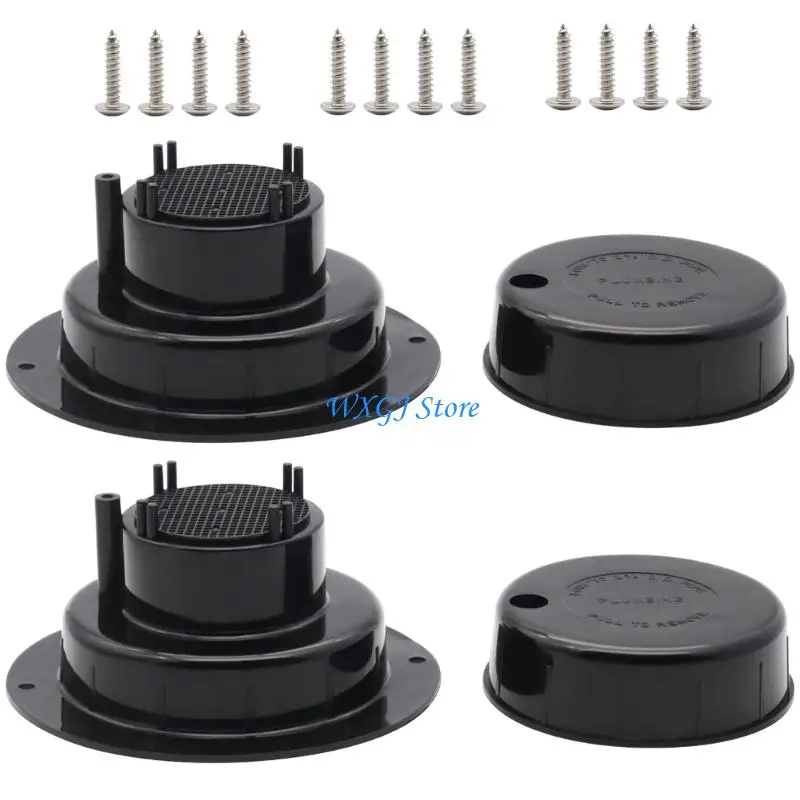 

37JE 2 Set RVs Roof Vent Cover Plastic Campers Sewer Roof Top Cover Fit 1in to 2-3/8in OD Pipe RVs Plumbing Vent Cap Replacement