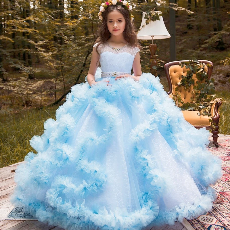 Vestido sem mangas para meninas, Vestidos de princesa, Baile de casamento, Vestidos de primeira comunhão, Presente de aniversário